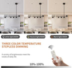 Siittoo 40" Modern LED Pendant Light, Dimmable Black Kitchen Island Light | 40W Remote-Controlled LED, Adjustable 3000K-6000K Lighting with Spotlights for Kitchen Island, Dining Room & Bar