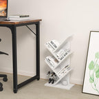Topfurny Tree Bookshelf, 4-Tier Book Storage Organizer Shelves Floor Standing Bookcase, Wood Storage Rack for Office Home School Shelf Display for Cd/Magazine/Book -White