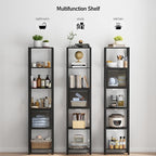 TUTOTAK 6 Tier Bookcase and Bookshelf, Narrow Book shelf with Door for Small Space, for Living Room, Office, Study, Entryway, Black BS03BK006