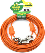 30FT Tie-Out Cables for Dogs - Strong, Safe, and Durable Dog Tie-Outs for Small Dogs up to 90 Pounds - Weather and Wear Resistant Galvanized Aircraft Cable for Outside Use