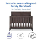 Simmons Kids Foundry 6-in-1 Convertible Baby Crib, Rustic Grey with Matte Black