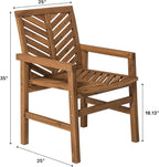Walker Edison 2 Piece Outdoor Patio Chevron Wood Chair Set All Weather Backyard Conversation Garden Poolside Balcony, Set of 2, Grey