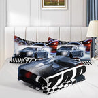 Axolotl Race Car Comforter Set Full Size,Extreme Sports Bedding Set for Boys Teens Kids Girls Room Decor,Cool Speed Luxury Car Quilt Bed Set with 1 Comforter 2 Pillowcases Car Racing Gifts