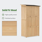 MCombo Outdoor Storage Cabinet, Wooden Storage Shed with Latch, Outside Garden Tool Shed with 2 Doors for Patio Yard Lawn, 0808 (Natural, Medium)