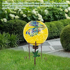 10" Diameter Solar Gazing Ball and 8.5" Metal Stand Indoor Outdoor Glass Globe Sphere Yard Art Ornament Solar Gazing Balls for Garden,Lawn,Porch,Patio Gardening Gift for Women(Yellow)