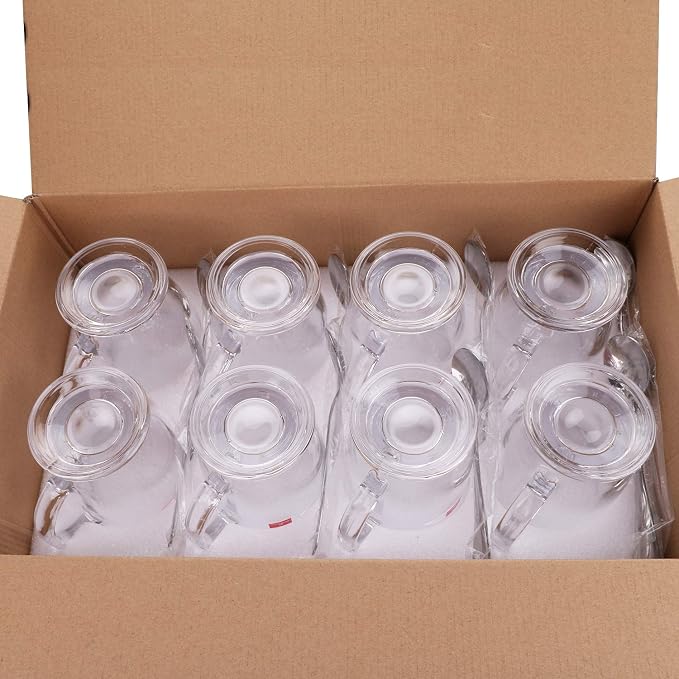 QAPPDA Glass Mugs, Clear Coffee Mugs With Handle 15 oz,Tea Mugs 450ml | Beer Glasses With Handle,Glass Cup Drinkware For Beverage,Juice,Latte Cups Cappuccino Mugs Beer Mug Water Cups Sets of 8