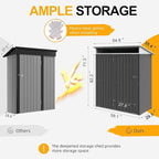 Shintenchi 5x3 FT Outdoor Storage Shed with Window, Outdoor Waterproof Storage Shed Metal Garden Shed with Lockable Single Door, Weather Resistant Tool Storage House Shed for Garden,Backyard,Dark Gray