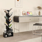 YMYNY 6 Tier Tree Bookshelf, Tall Bookcase, Wood Book Storage Rack with Drawer, Modern Floor Standing Book Shelf for Books/Movies/CDs, Utility Organizer for Living Room, Home Office, Black UHBC016B