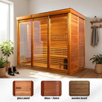 Customize 4-8 Person Outdoor Sauna,DIY Canadian Cedar Traditional Steam Cube Sauna Kit with 220V HARVIA Stove or Wood-Burning Stove