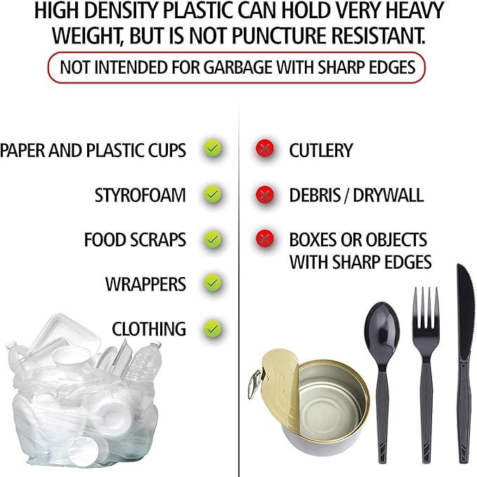 Aluf Plastics High Density Trash Bags, 12 Gallon, 4000 Count, 8 Micron (eq), 24" x 27", Clear, for Bathroom, Office, Industrial, Commercial, Janitorial, Municipal, Recycling