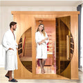 Smartmak Full Spectrum Infrared 2 Person Sauna Room for Home, Red Light Therapy Luxury Recliner Wood Indoor Saunas, Canadian Hemlock Dry Spa Room, 3400W with 10 Heaters, Speakers, Lights, Oxygen Bar