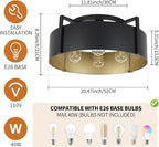 20'' Black Semi Flush Mount Ceiling Light, Modern Farmhouse Hallway Entryway Light Fixtures, 4-Light Rustic Foyer Lighting Fixtures Ceiling Lights for Kitchen Island Bedroom Dining Room