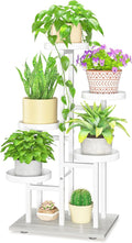 LASZOLA White 5 Tier Plant Stand Indoor Heavy Duty Rack for Modern House Planter, Metal and Wooden Vertical Organizer Decor Narrow Bathroom Floor, Sturdy Multi Level Flower Holder Raised, Cat Proof