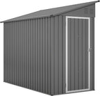 8x4 FT Outdoor Storage Shed, Metal Shed with Lockable Door, Sloping Roof, All-Weather Lean to Resin Shed for Garden, Backyard, Patio, Lawn (Gray)