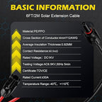 6Ft Solar Cable Solar Extension Cable,12AWG SolarPanel Extension Cable with Female and Male Connectors,Waterproof SolarExtensionCable Kit (Red and Black).