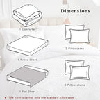 7 Pieces Tufted Bed in a Bag Queen Comforter Set with Sheets White, Soft and Embroidery Shabby Chic Boho Bohemian, Luxury Solid Color with Diamond Pattern, Jacquard Tufts Bedding Set for All Season