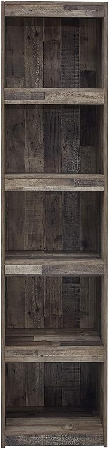 Signature Design by Ashley Derekson Rustic Pine Grain Finished Pier with 3 Adjustable Shelves, Multi Dark Gray