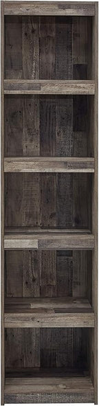 Signature Design by Ashley Derekson Rustic Pine Grain Finished Pier with 3 Adjustable Shelves, Multi Dark Gray