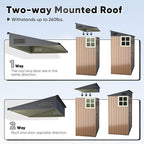 Quictent 5X3 FT Heavy Duty Outdoor Metal Storage Shed,Lockable Garden Shed with Rotating Roof, Waterproof Shed for Bike Storage, Tool Storage, Temporary Storage,Brown(5.5X2.8 FT Base, No Floor)