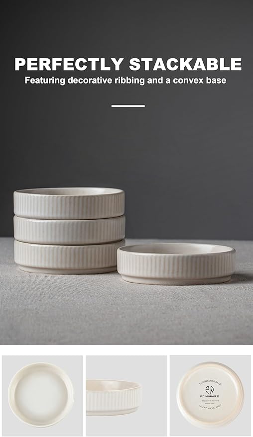 famiware Star Soy Sauce Dish Ceramic Dipping Bowls Set of 6, 4 oz Individual Dip Sauce Cups/Bowls/Dishes/Plates, Small Serving Bowl for Side Dishes, Dessert, Ice Cream, Sushi - Matte White