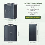 5x3 FT Outdoor Metal Storage Shed, Double Door, 1 Clear Window, Tool Shed for Garden, Patio, Backyard