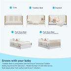 Graco Teddi 5-in-1 Convertible Crib (White with Driftwood) – GREENGUARD Gold Certified, Converts to Daybed, Toddler & Twin Bed with Headboard and Footboard, Adjustable Mattress Height