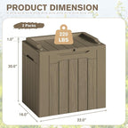 JUMMICO 31 Gallon Resin Deck Box Waterproof Indoor Outdoor Storage Boxes for Patio Furniture Cushions and Garden Tools (Light Brown, 31gallon-2 Packs)