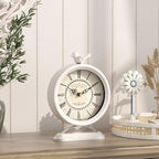 Vintage Table Clock with Bird, European Antique Style White Mantel Clocks, Desk and Shelf Decor Clock, for Farmhouse, Bedside, Living Room, Bedroom, Gift (9" H x 6.5" W)