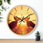 Mozingo ~ Wine Clock for Kitchen Bar Wall It's Wine O'clock Silent Time Gift Home Decor Made In USA, 10" (Hour Marks - Lines, Clock Frame Color - Natural Wood, Wine Theme #05)