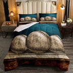 Erosebridal Teens Baseball Comforter Set Twin,Kids Retro Grunge Baseball Bedding Set for Boys Bedroom,Sports Games Bedding Comforter Set Teal Vintage Wooden Board Quilt Duvet Sets 1 Pillow Case