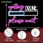 Drink Please Wait Neon Sign Dimmable Letters Neon Light for Wall Decor USB Powered LED Drinking And Wait Light Up Sign for Pub Man Cave Home Bar Restaurant Decor Party(16.7 * 12.8In)