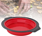 Cake Baking Pan, Silicone Cake Pan Foldable Press Type Quick Release Round Baking Pan for Layer Cake Cheese Cake Chiffon Cake (Red)
