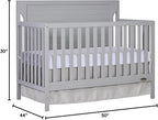 Cape Cod 5-In-1 Convertible Crib In Pebble Grey, Greenguard Gold And JPMA Certified, Built Of Sustainable New Zealand Pinewood, 3 Mattress Height Positions