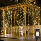 Lighting EVER 306 LED Curtain Lights with 18 Hang Down String Lights, 10×10 ft Plug in Hanging Fairy Lights for Bedroom Wall Window, Twinkle Backdrop Lights for Wedding Patio Gazebo (NOT Connectable)