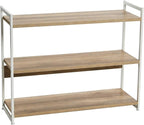 Household Essentials 3 Tier Wide Bookshelf, Coastal Oak Finish