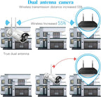 (Dual Antennas for Wi-Fi Enhanced) AI Human Detected 2K 3.0MP Wireless Security Camera System, Surveillance NVR Kits with 2TB Hard Drive, 4Pcs Outdoor WiFi Security Cameras, with Audio, Night Vision
