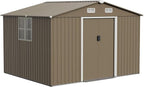 10FT x 8FT Outdoor Storage Shed, Waterproof, Lockable Door Metal Tool Shed with Sliding Door and Air Vents, Storage House for Gardening Tools, Metal Storage Shed for Garden, Backyard, Lawn