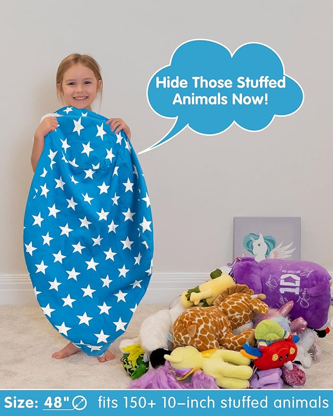 Aubliss Stuffed Animal Bean Bag Storage Chair (Blue Star, X-Large (48''))