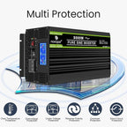 NOVOPAL 5000 Watt Pure Sine Wave Power Inverter DC 24V to AC 110V 120V Rv Inverters with 1 USB Port-16 feet Remote Control, LCD Display for Truck, Hurricane, Home