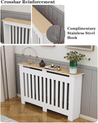 Modern Radiator Covers Wall Heater Cover Cabinet Shelf Bathroom Floor Radiator Shelve, Hide Cluttered Pipes/Easy to Install, Suitable for Household Living Room, White(39.4" Lx31.5 Hx7.9 W)