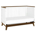Babyletto Scoot 3-in-1 Convertible Crib with Toddler Bed Conversion Kit in White and Natural Walnut, Greenguard Gold Certified