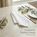 Urban Villa Hemstitch Cloth Dinner Napkins Cotton 20”x20” (Set of 12)-White