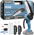 Saker Mini Chainsaw|6 Inch Chainsaws[2025 Upgraded]|Mini Cordless Electric Chain Saw|Small Handheld Portable Chain Saws Battery Powered Saw for Tree Trimmer and Garden