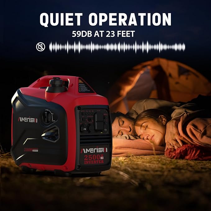 2500 Watt Portable Inverter Generator with CO Sensor and Quiet Technology for Camping, Tailgating (AM5020C)