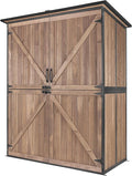 Aivituvin Outdoor Storage Shed Upgraded with Strong Metal Frame Garden Tool Shed Storage House Cabinet with Adjustable Shelfs and Wooden Floor 4.6 x 2.42FT,Dark Brown