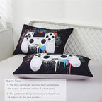 KAKKI 4 Piece Boys Twin Gamer Comforter Set with Sheets, 3D Colorful Video Game Controller Comforter for Kids Teen, All Season Soft Microfiber Gaming Bedding Set(White,Twin)