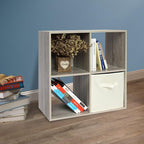 PACHIRA E-Commerce Wooden Storage Cubes Bookcase, Unit Shelf, Closet Cabinet, Organizer Rack in Living Room, Bedroom, Study, 4 Cube, OAK GREY