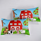 Farm Animals Comforter,Farmhouse Comforter Set for Kids Teens Girls Boys,Cartoon Animals 3Pcs Bedding Set Printed Comforter with 2 Pillowcases,Down Alternative,Soft and Lightweight，Twin Size