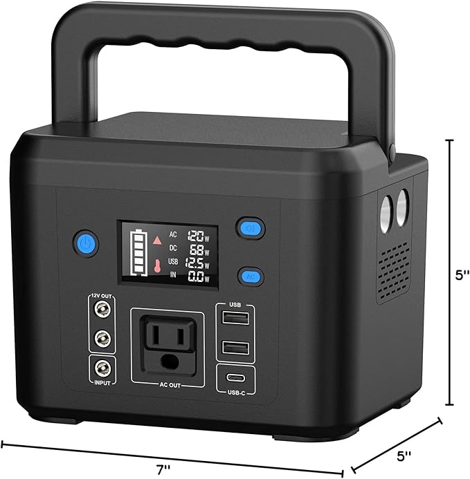 200W Portable Power Station, Powkey 120Wh/33,000mAh Power Bank with AC Outlet, 110V 6 Outputs Solar Generator External Battery Pack with LED Light for Home Use and Outdoor Camping