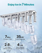 VEVOR Water Dispenser with Ice Maker, 3-in-1 Countertop Water Dispenser, 35 LBS/24H, 12 Cubes/7 Min Fast Ice Making with 4 LBS Storage, Bullet/Crushed ICES & Cold-Water, for Home, Kitchen, Party